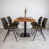 Tavolo da pranzo Tavolo da bistrot Rettangolare Dimehouse Marrone LxPxH 126x76x7 Legno di mango Vista frontale della foto suggestiva