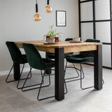 Tavolo da pranzo Kansas Dimehouse Marrone LxPxH 187x98x20 Legno di mango Foto atmosferica vista frontale diagonale
