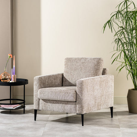Poltrona Flora DH Interni Tessuto Beige Foto atmosferica vista frontale diagonale