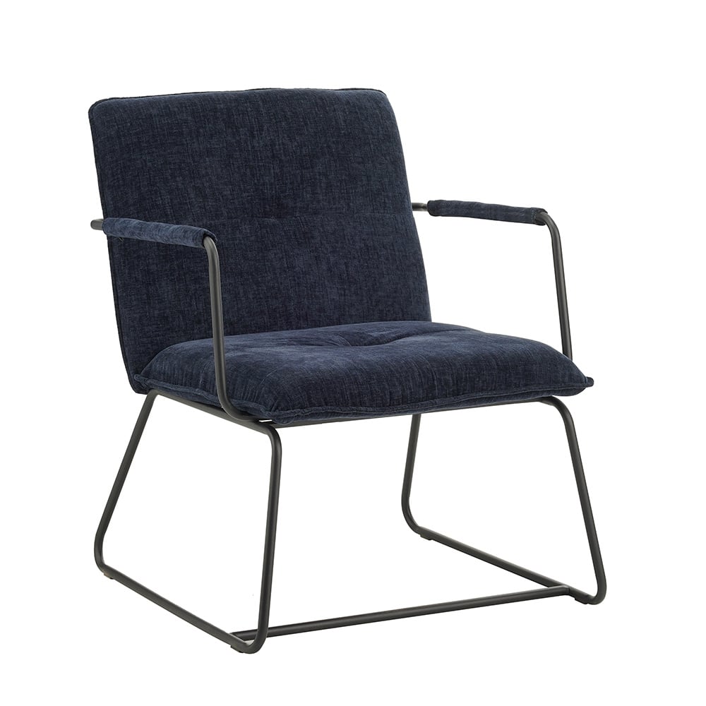 Poltroncina Hailey in ciniglia Dimehouse Blu LxPxH 66x64x37 Tessuto Bianco foto diagonale vista frontale