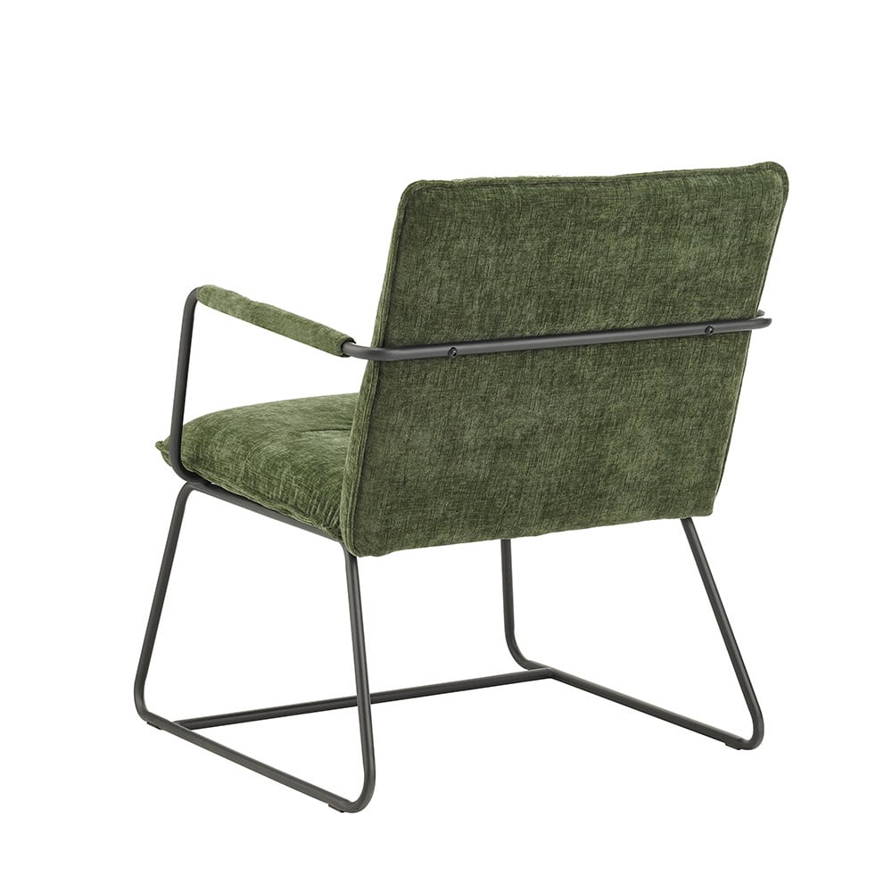 Poltroncina Hailey in ciniglia Dimehouse Verde scuro LxLxH 66x64x37 Tessuto Bianco foto diagonale vista posteriore