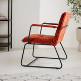 Poltroncina Hailey in ciniglia Dimehouse Rame LxPxH 66x64x37 Tessuto Foto atmosferica vista laterale