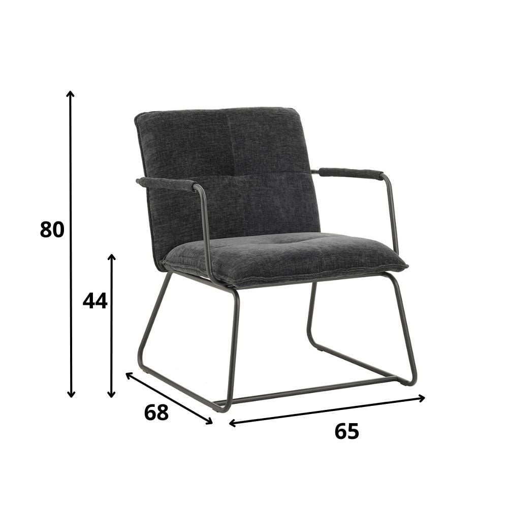 Poltroncina Hailey in ciniglia Dimehouse Nero LxPxH 66x64x37 Tessuto Indicazione dimensione foto bianca