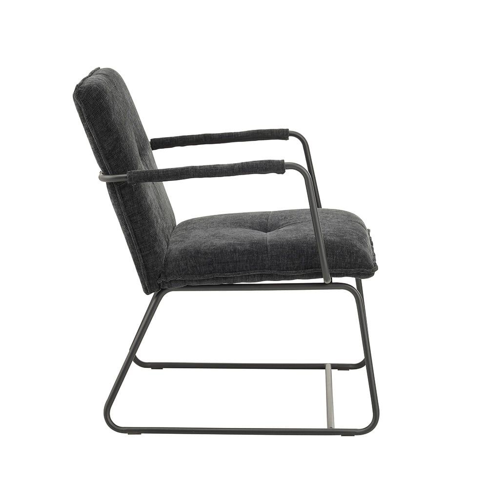 Poltroncina Hailey in ciniglia Dimehouse Nero LxPxH 66x64x37 Tessuto Bianco vista laterale della foto