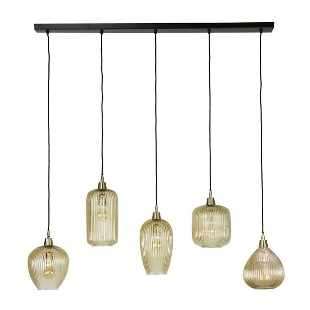Lampada a sospensione Ella DH Interni Vetro color ambra LxPxH 127x48x27 Vetro color ambra Foto bianca vista frontale