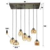 Lampada a sospensione Felien Amber DH Interno Vetro color ambra LxPxH 99x41x32 Vetro Bianco Indicazione dimensione foto