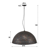 Lampada a sospensione Aya 70 DH Interno Marrone LxLxH 73x73x46 Marrone nero Bianco Indicazione dimensione foto