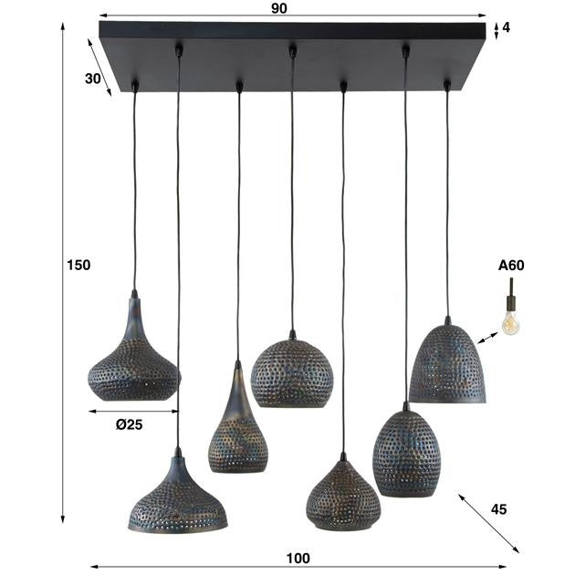Lampada a sospensione Kristin DH Interior Marrone LxPxH 91x45x36 Marrone nero Indicazione dimensione foto bianca
