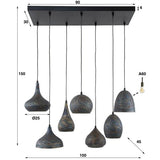 Lampada a sospensione Kristin DH Interior Marrone LxPxH 91x45x36 Marrone nero Indicazione dimensione foto bianca