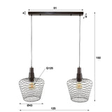 Lampada a sospensione Luki DH Interior Rame LxLxH 95x49x45 Metallo Bianco Indicazione dimensione foto