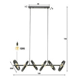 Lampada a sospensione Otan DH Interior Carbone LxLxH 125x43x20 Metallo Bianco Indicazione dimensione foto