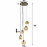 Lampada a sospensione Felien Amber DH Interno Vetro color ambra LxPxH 59x59x32 Vetro Bianco Indicazione dimensione foto