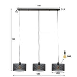 Lampada a sospensione Jeff DH Interior Nero LxLxH 103x39x19 Metallo Bianco Indicazione dimensione foto