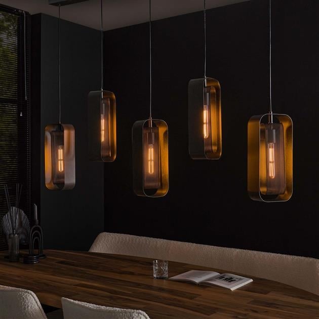 Lampada a sospensione Jeff DH Interior Nero LxLxH 141x51x15 Metallo Foto atmosferica vista frontale diagonale