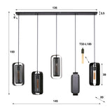 Lampada a sospensione Jeff DH Interior Nero LxLxH 141x51x15 Metallo Bianco Indicazione dimensione foto