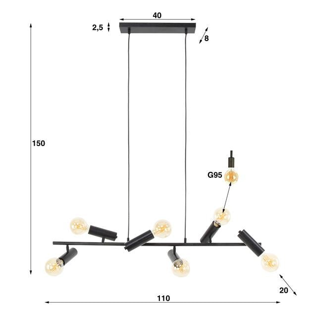 Lampada a sospensione Johannes DH Interior Antracite Metallo Bianco Indicazione dimensione foto