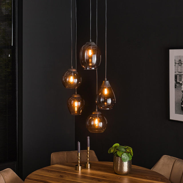 Lampada a sospensione Felien Cromo DH Interno Cromato LxLxH 150x43x43 Vetro Foto atmosferica vista frontale diagonale