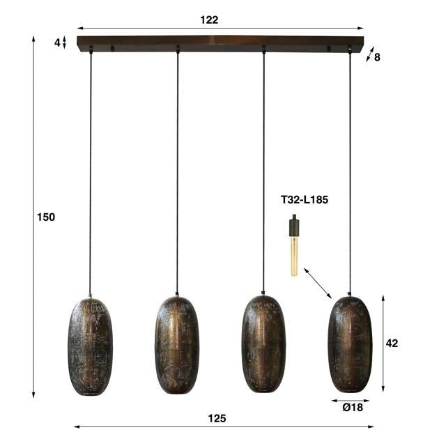 Lampada a sospensione Rama DH Interior Bronzo LxLxH 125x51x22 Bronzo Bianco Indicazione dimensione foto