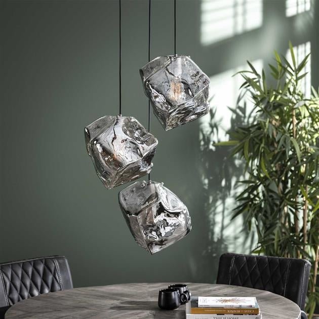 Lampada a sospensione Rocks DH Interior Cromato LxLxH 91x41x37 Vetro Foto atmosferica vista frontale diagonale
