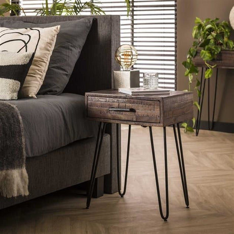 Comodino Marly DH Interior Grigio LxLxH 60x45x35 Grigio Foto ambientale vista diagonale frontale