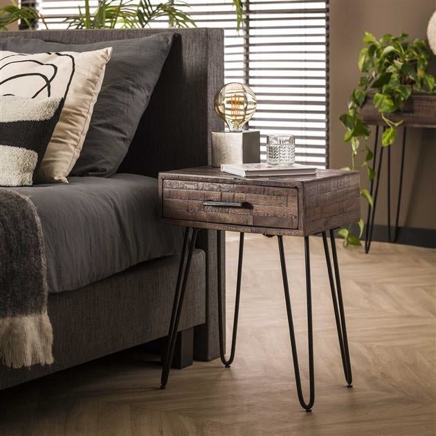 Comodino Marly DH Interior Grigio LxLxH 60x45x35 Grigio Foto ambientale vista diagonale frontale