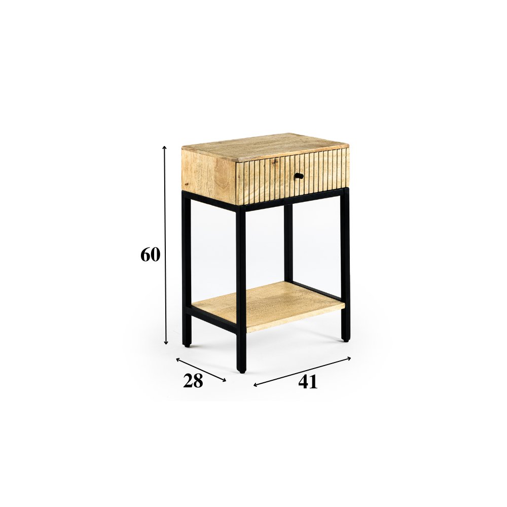 Comodino Noah DH Interior Nero, Marrone Legno di mango Indicazione della dimensione della foto in bianco