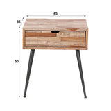 Comodino Cloë DH Interior Weathered LxLxH 50x40x19 Teak Bianco Indicazione dimensione foto