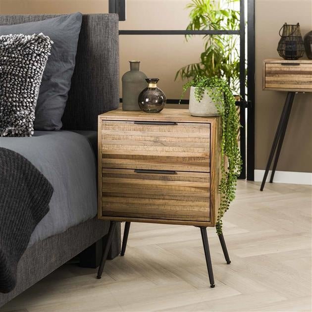 Comodino Sven DH Interior Weathered LxLxH 64x49x34 Teak Foto atmosferica vista frontale diagonale