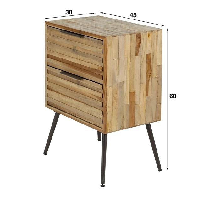 Comodino Sven DH Interior Weathered LxLxH 64x49x34 Teak Bianco Indicazione dimensione foto