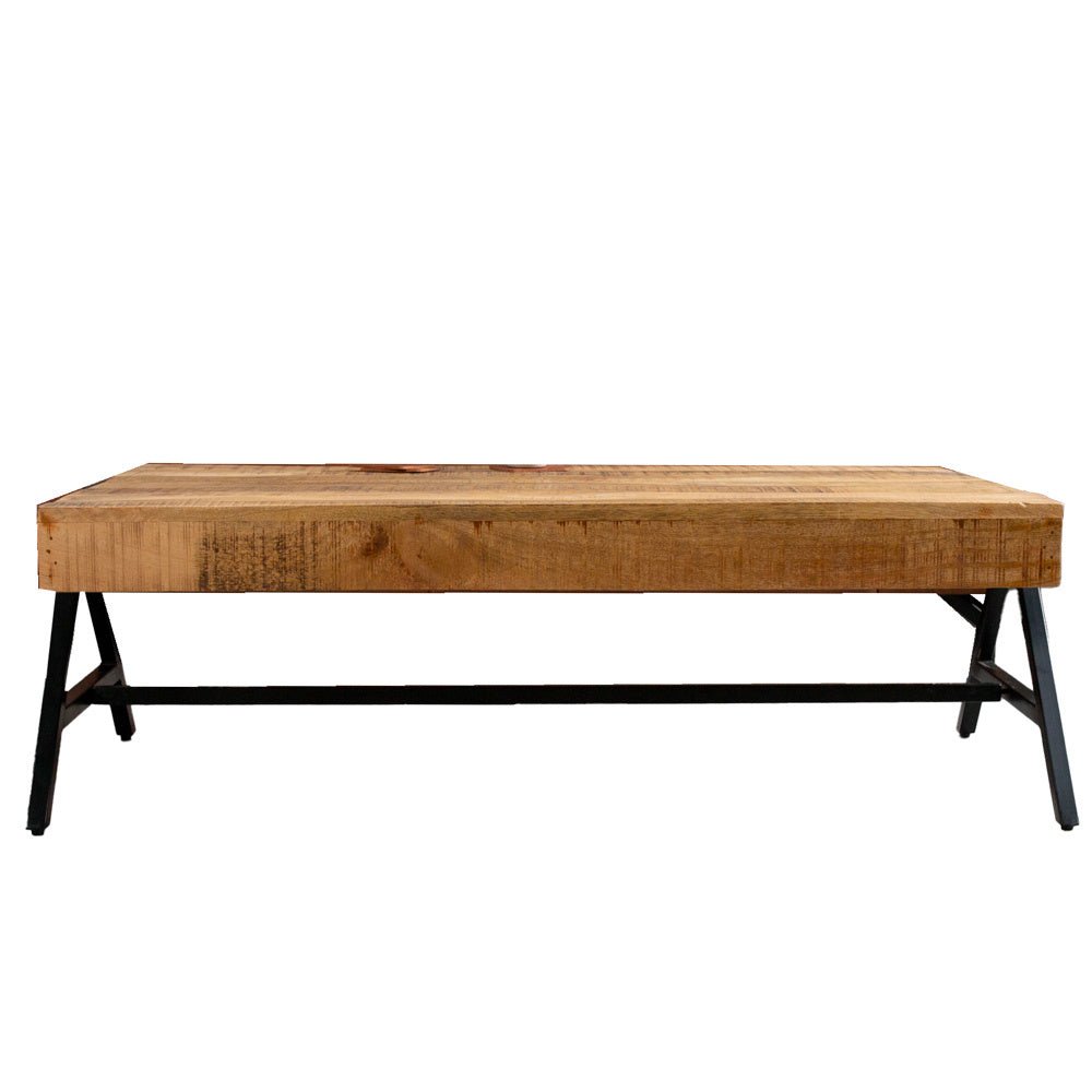 Tavolino Avia Dimehouse Marrone LxPxH 125x80x16 Legno di mango Vista frontale della foto bianca