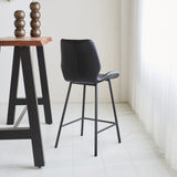 Sgabello da bar Beau in pelle artificiale Dimehouse Nero LxPxA 84x54x52 Ecopelle Foto suggestiva vista diagonale posteriore