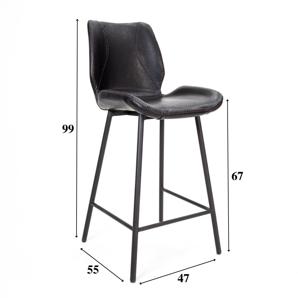 Sgabello da bar Beau in pelle artificiale Dimehouse Nero LxPxH 84x54x52 Ecopelle Indicazione dimensione foto bianca