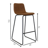 Sgabello da bar Brentt Dimehouse Cognac LxPxH 84x60x49 Microfibra Bianco Indicazione dimensione foto