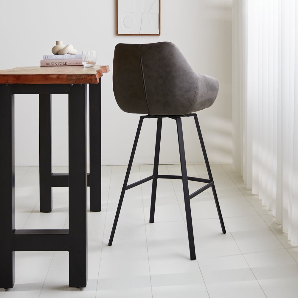 Sgabello bar Elise Ecopelle Dimehouse Antracite LxLxH 88x61x54 Ecopelle Foto atmosferica diagonale vista posteriore