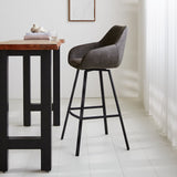 Sgabello bar Elise Ecopelle Dimehouse Antracite LxPxH 88x61x54 Ecopelle Foto atmosferica vista laterale