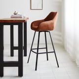 Sgabello bar Elise Ecopelle Dimehouse Cognac LxPxH 88x61x54 Ecopelle Foto atmosferica vista laterale