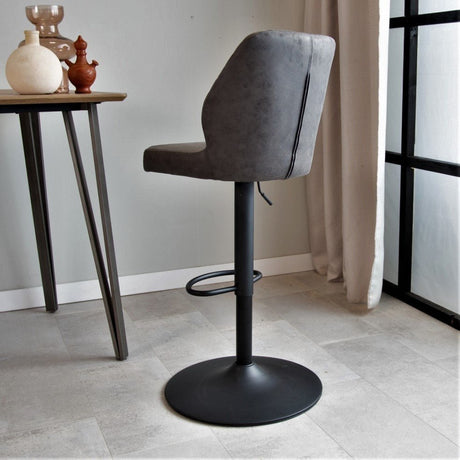 Sgabello da bar Grizzly Dimehouse Antracite LxPxH 65x56x52 Microfibra Foto atmosferica diagonale vista posteriore