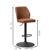 Sgabello da bar Grizzly Dimehouse Cognac LxPxH 65x56x52 Microfibra Bianco Indicazione dimensione foto