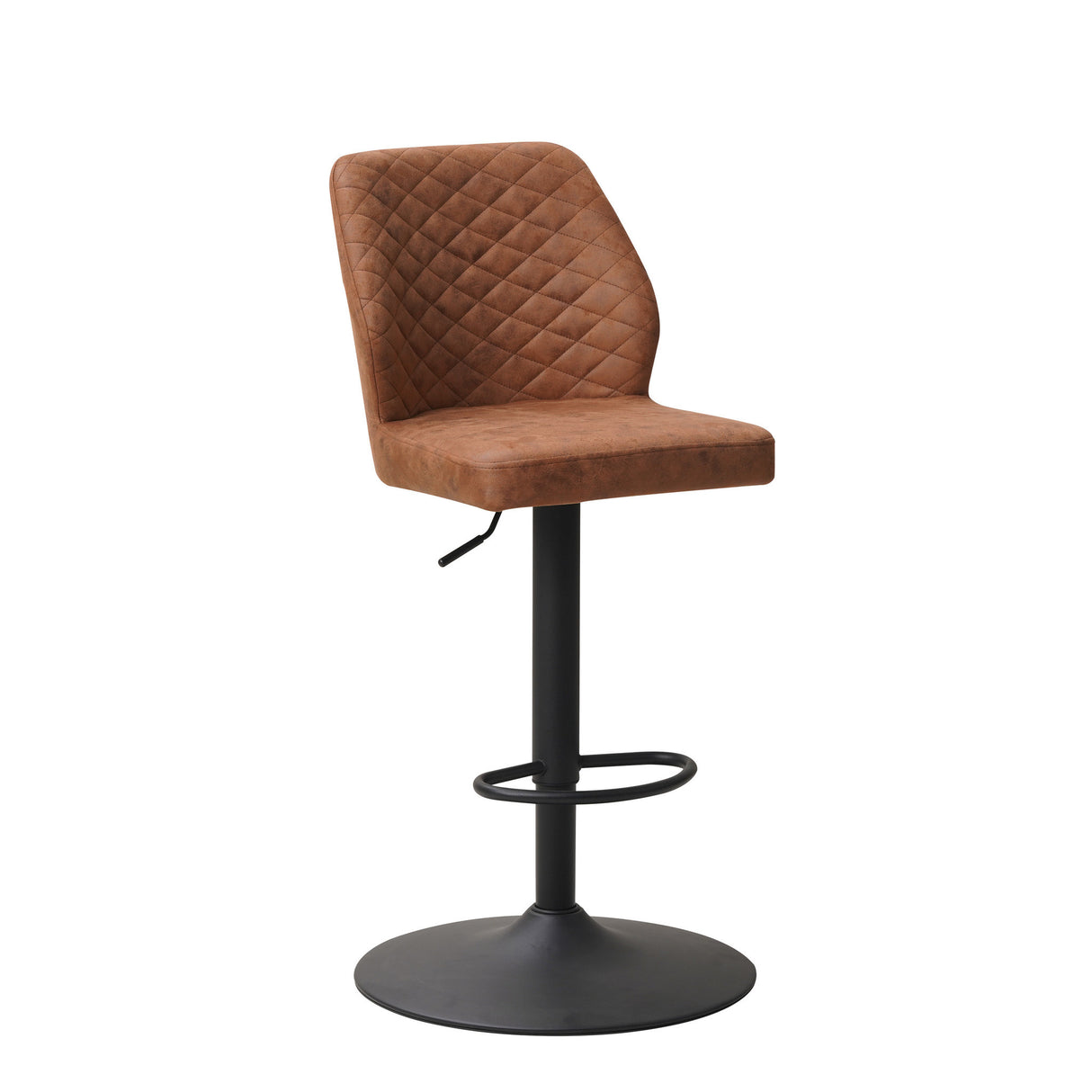 Sgabello da bar Grizzly Dimehouse Cognac LxPxH 65x56x52 Microfibra Bianco foto diagonale vista frontale