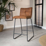 Sgabello da bar Jelle Dimehouse Cognac LxPxH 63x56x49 Microfibra Foto atmosferica diagonale vista frontale