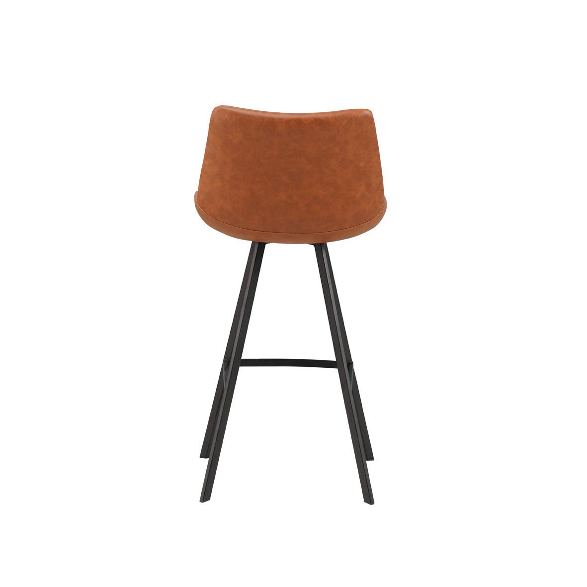 Sgabello Giunone Dimehouse Cognac LxLxH 86x56x56 Ecopelle Foto bianca vista diagonale posteriore