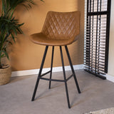 Sgabello Giunone Dimehouse Cognac LxPxH 86x56x56 Ecopelle Foto atmosferica vista diagonale frontale
