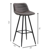 Sgabello da bar Kenton Dimehouse Antracite LxPxH 84x54x49 Microfibra Bianco Indicazione dimensione foto