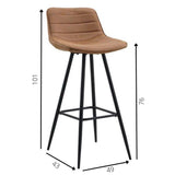 Sgabello da bar Kenton Dimehouse Cognac LxPxH 84x54x49 Microfibra Bianco Indicazione dimensione foto