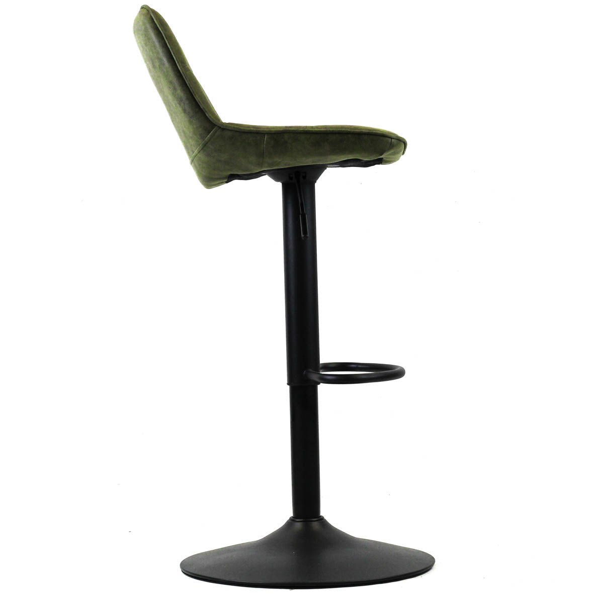 Sgabello da bar Keston Dimehouse Verde LxPxH 82x52x39 Microfibra Bianco foto vista laterale