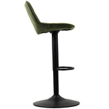 Sgabello da bar Keston Dimehouse Verde LxPxH 82x52x39 Microfibra Bianco foto vista laterale