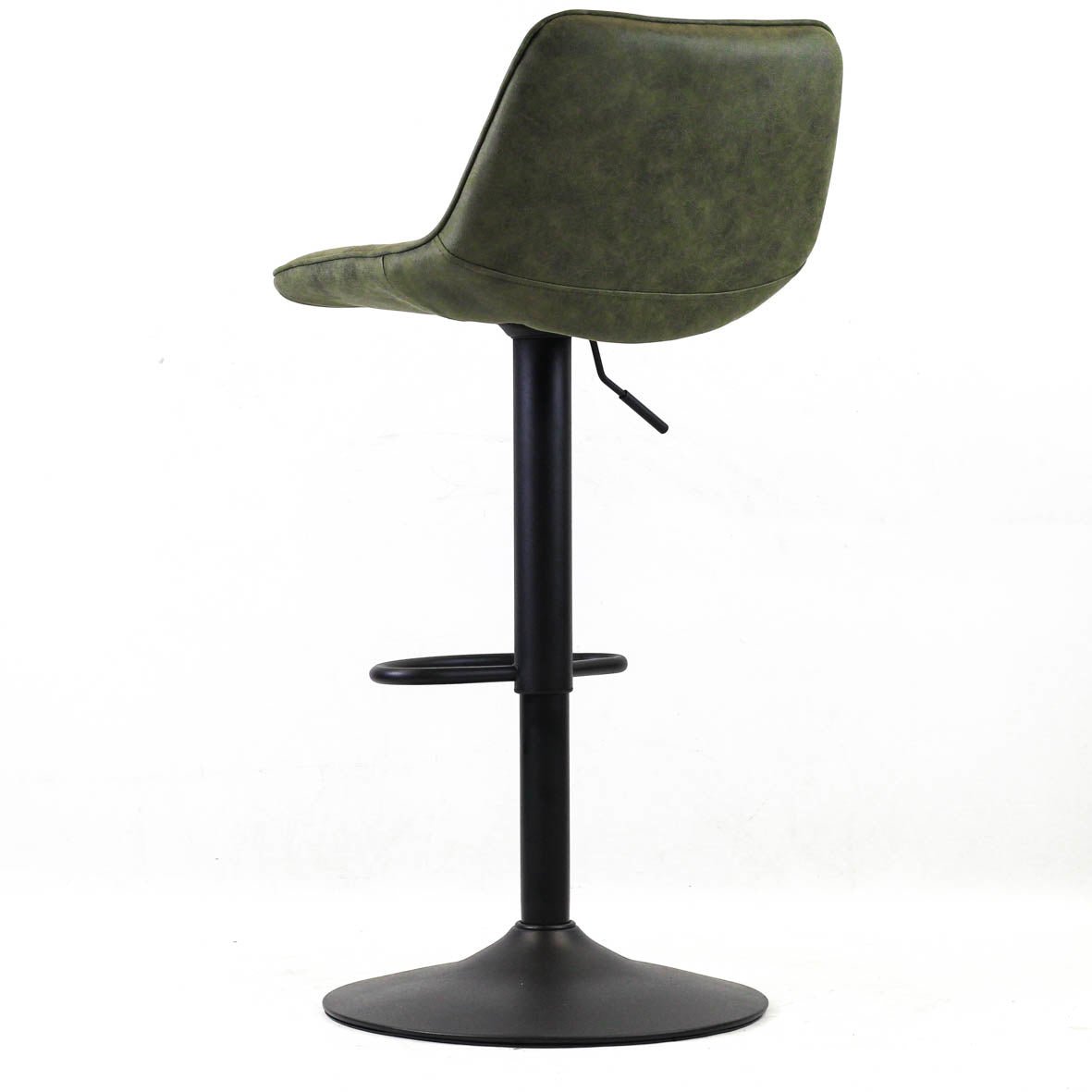 Sgabello da bar Keston Dimehouse Verde LxPxH 82x52x39 Microfibra Foto bianca vista posteriore diagonale