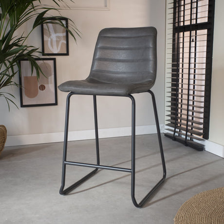 Sgabello da bar Mark Ecopelle Dimehouse Antracite LxPxH 79x65x54 Ecopelle Atmosferica foto diagonale vista frontale