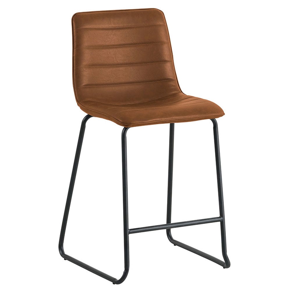 Sgabello da bar Mark Ecopelle Dimehouse Cognac LxPxH 79x65x54 Ecopelle Foto bianca vista diagonale frontale