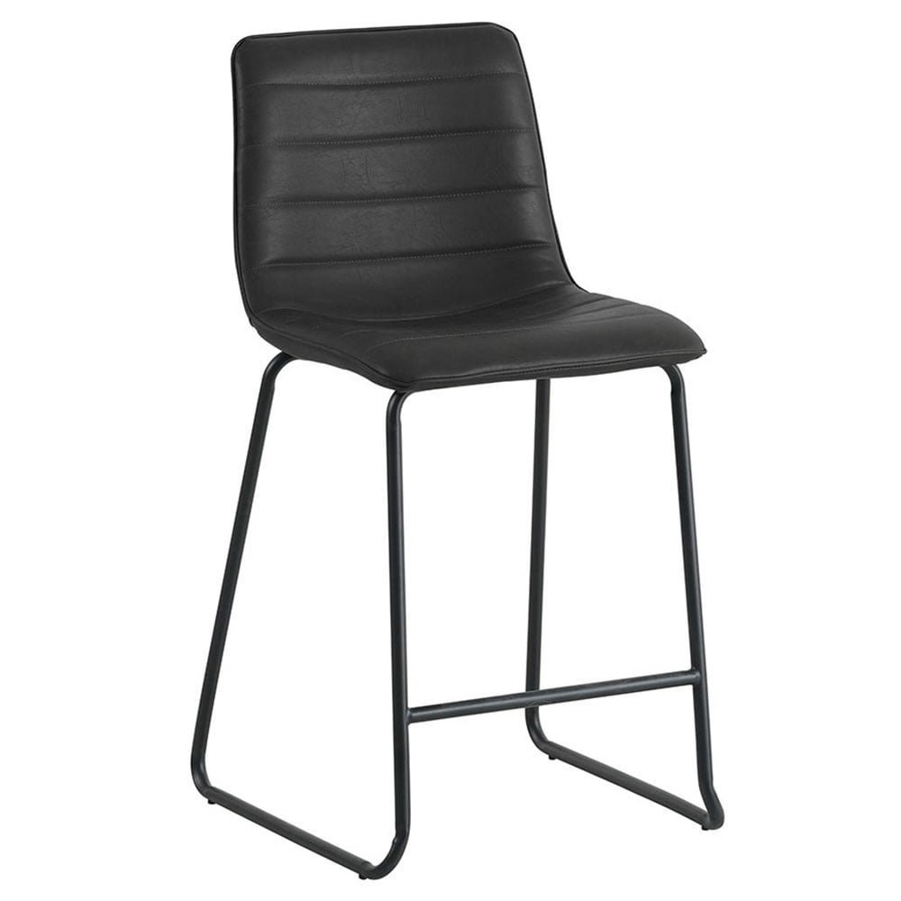 Sgabello da bar Mark Ecopelle Dimehouse Nero LxPxH 79x65x54 Ecopelle Foto bianca vista frontale diagonale